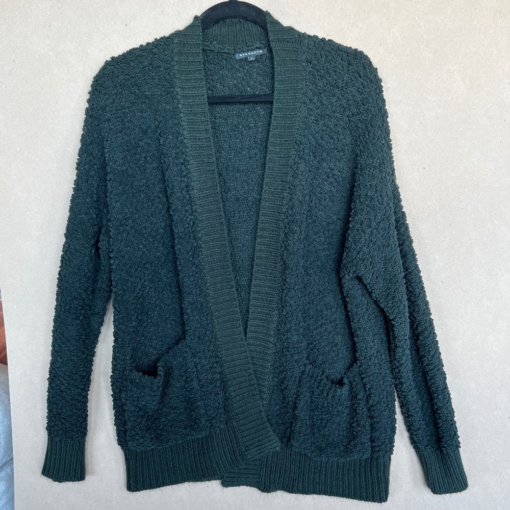 Staccato Dark Forest Green Boucle Knit Cardigan Size L